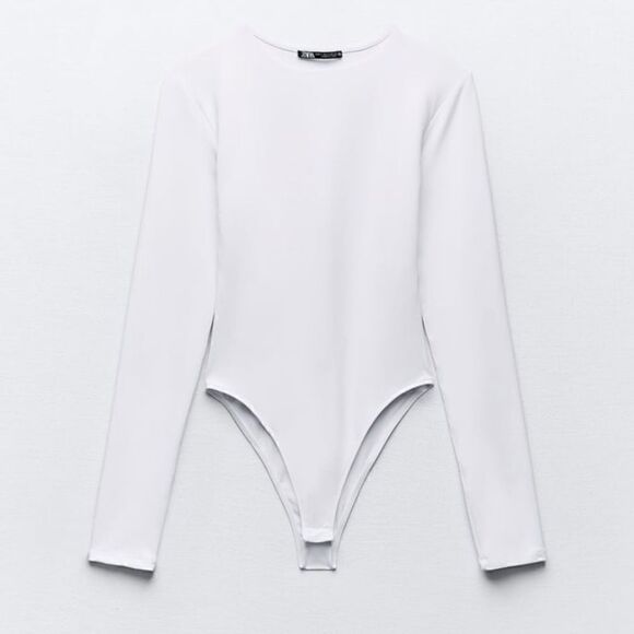 NEW ZARA White Long Sleeve Bodysuit - Picture 1 of 3